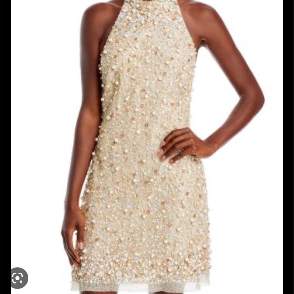 COPY - Aidan by Aidan Mattox beaded halter swing dress, worn once, size 10